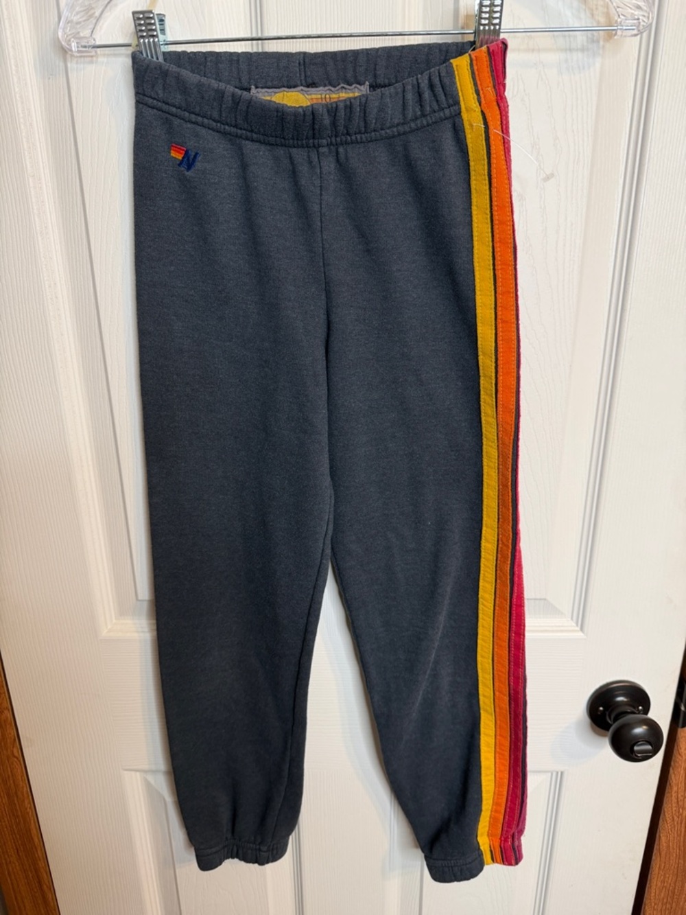 Kids Aviator Nation Charcoal Joggers with Pink, Yellow & Orange Side Stripes
